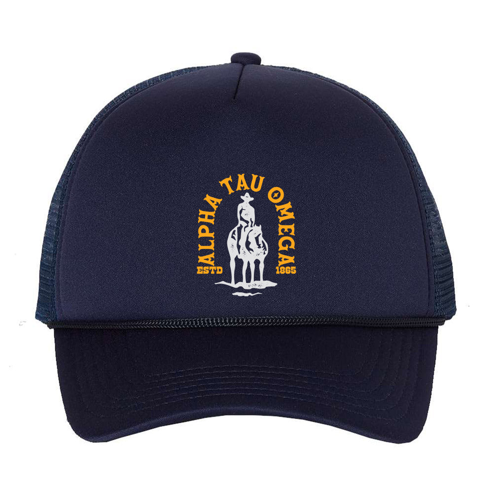 Alpha Tau Omega Rancher Trucker Hat Polyester Cap